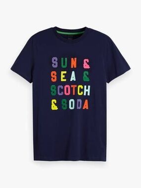 Scotch & Soda Amsterdam Couture T-Shirt XL Navy Graphic Logo Multicolor Letters
